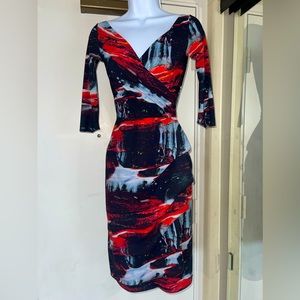 CHIARA BONI/Printed Midi Length Dress/ITALY SIZE38-US-Size 2/EUC